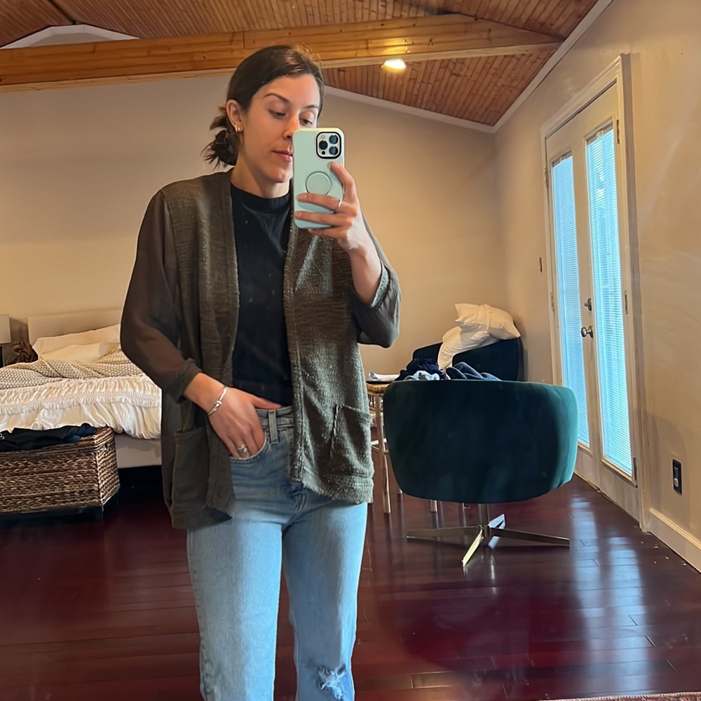 Silence + noise Army green cardigan - Picture 8 of 10